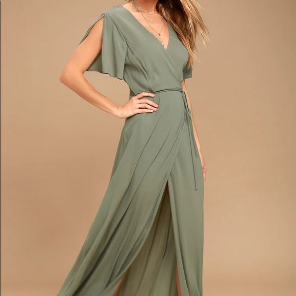 Olive Green Maxi Wrap - Picture 2 of 3